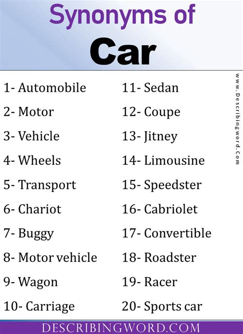 synonyms for car